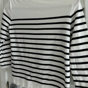 Mango Black and White Striped Top
